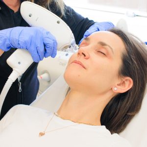 Woman having a Tixel treatment for her fine lines around the eyes